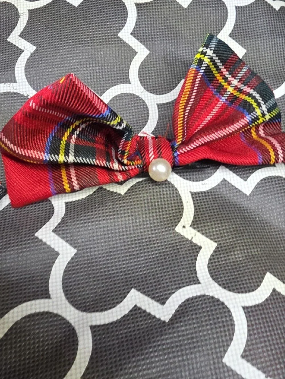 Red Plaid Bow Accent Pet Harness Dress